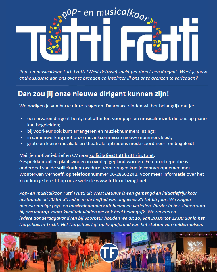 Flyer TF zoekt dirigent april 2025
